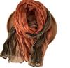 Gradient Blue Cotton-Linen Scarf: Retro Versatile Print, Long Pleated Women's Accessory for Autumn/Winter