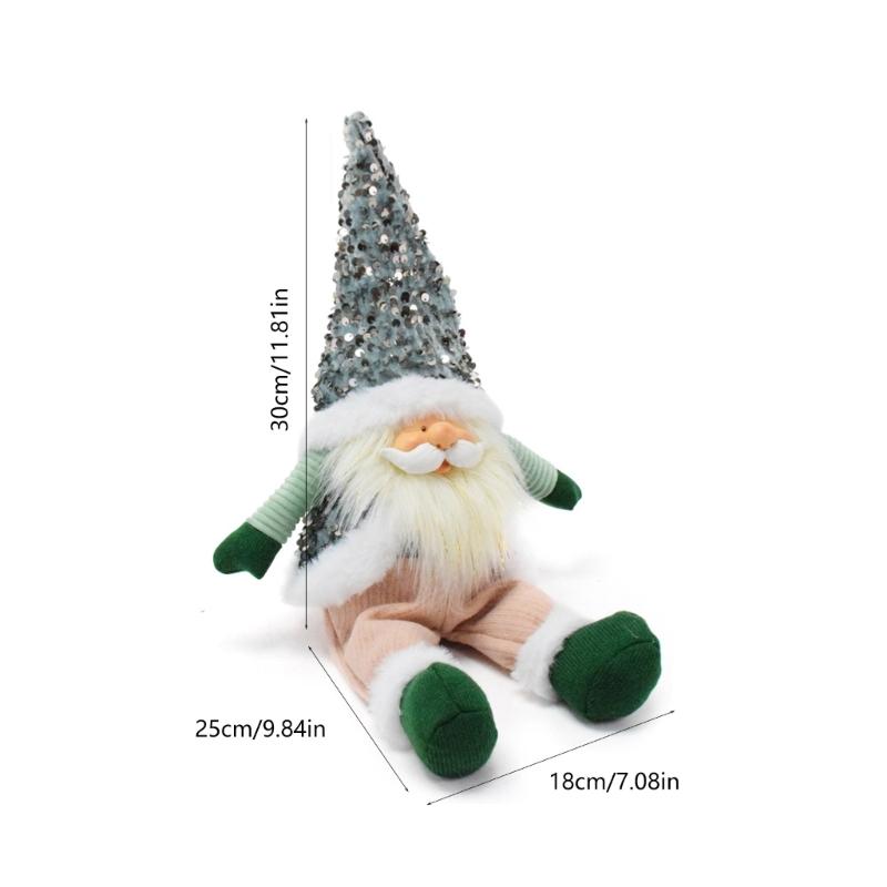 30cm Collectible Gnomes Figurine with Realistic Resin Face Sequins Cloth Fabric Plush Dwarf Doll for Christmas Decors