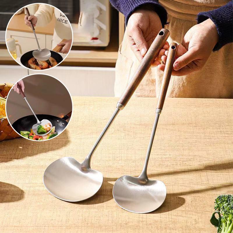 Spatola in Acciaio Inossidabile 201 Manico Antiscivolo Testa Morbida Paletta da Cucina Lunga Resistente al Calore Girarrosto da Cucina Per Friggere Saltare in Padella Pancake