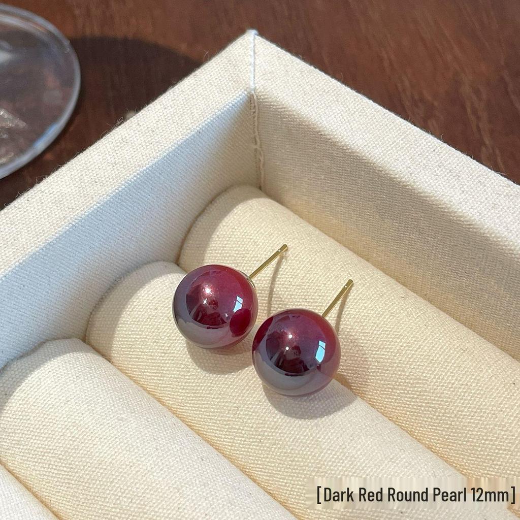 Ankela Rote Perlenstecker - Silberne Nadel, Vielseitiger Stil für Damen, Perfekt für die Neujahrskollektion