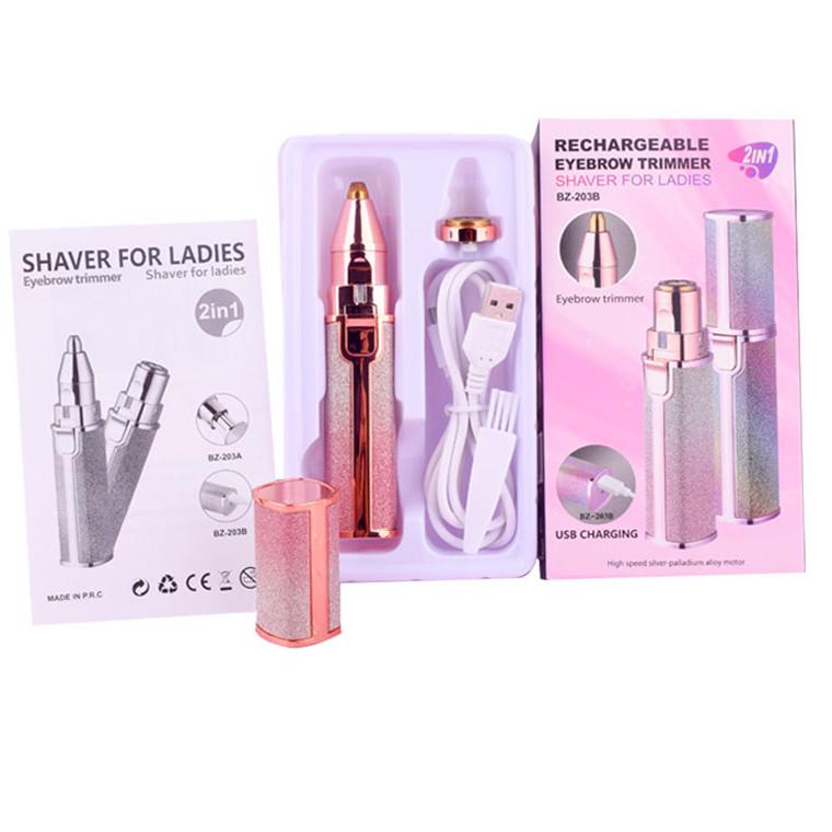 Cross-border USB Rechargeable Women's Eyebrow & Lipstick Hair Removal Shaver