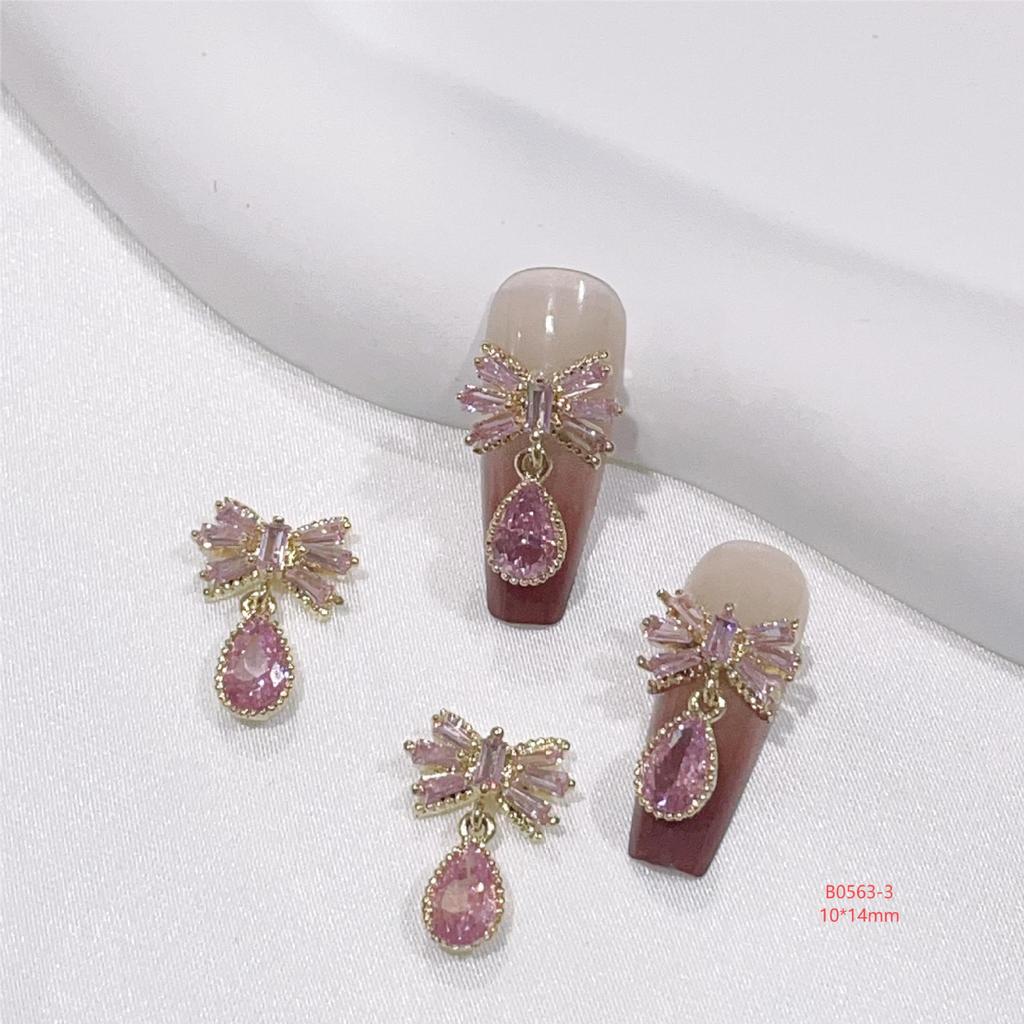 Princess Rhinestone Bow Nail Art Stickers - Colorful Crystal Pendant Accessories