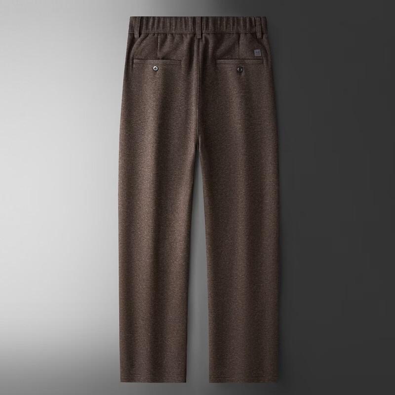LRT Men's Wool-Blend Brushed Straight-Leg Casual Trousers