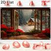 1Pcs Christmas Winter Snowy Cabin Forest Wreath Decoration Background Xmas Backdrop Decorations For Photo Studio Booth Party