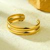 GEMCHIC Women's Double Layer Geometric Cuff Bracelet Adjustable Gold Plated Stainless Steel Bangle for Fashion