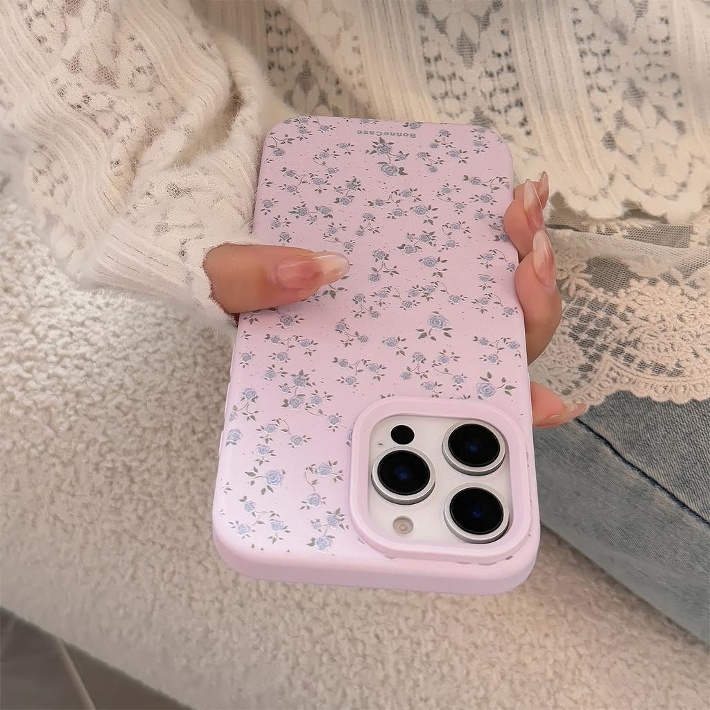 Purple Small Floral for IPhone 16 Mobile Phone Case 17promax Korean Style Gentle for IPhone 14 Small Fresh 13 Soft