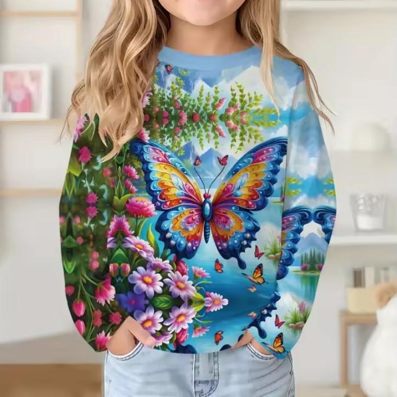Top Unisex per Bambini Stampa Cartoni Animati Carino Manica Lunga Morbido Comodo Top Uomo Donna