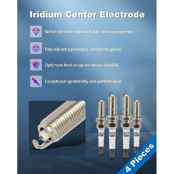 

ECCPP Spark Plug Platinum Iridium Fit for Chevrolet for City Express 2015-2018,for Nissan for Altim 2007-2013 Replacement for 91187 (4 Spark Plugs)