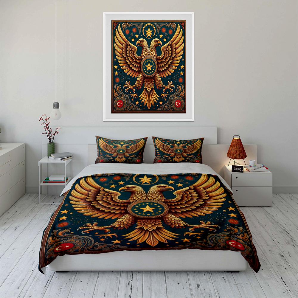 Double-Headed Eagle Starry Bedding Set Bedding set (1 duvet cover, 2 pillowcases, duvet not included)