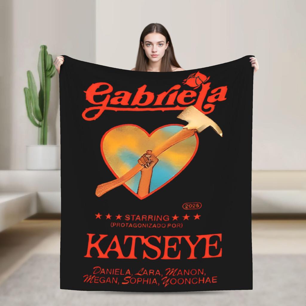 Katseye Kpop Knitted Blankets Fleece Sophia Lara Megan Ultra-Soft Throw Blankets for Car Sofa Couch Bedspread