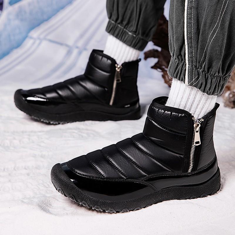 Kids Shoes Mens Winter Snow Boots With Dual Side Zippers Warm Thick Lined Rubber Sole Slip-Resistant Casual Outdoor Shoes