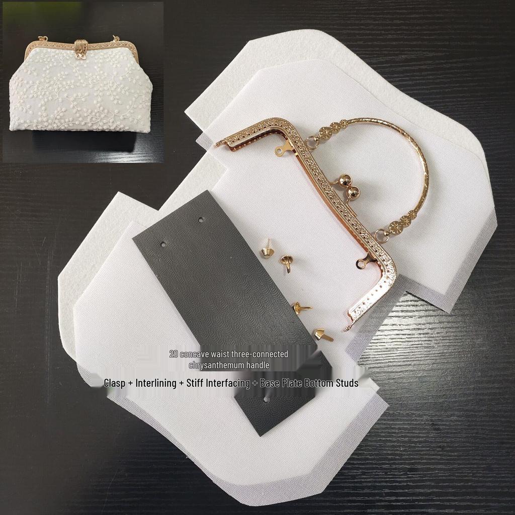 DIY Lazy Person Purse Kit: Stiff Frame, Cotton Cut, Auxiliary Materials & Pins Included