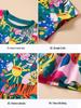 Summer 2025 European & American Style Girls' Princess Cartoon Tropical Short-Sleeve Dress