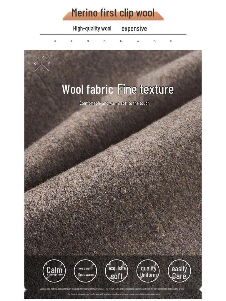 Herren Mittellanger High-End Kaschmirmantel mit abnehmbarem Daunenfutter und Anzugkragen für Herbst/Winter.