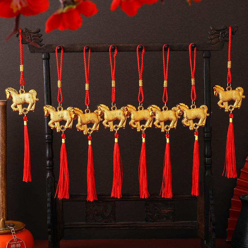 1/8 Pcs 2026 Year Of The Horse Wall Hanging Ornament New Year Lucky Decor Outdoor Housewarming Green Plant Potted Small Pendant