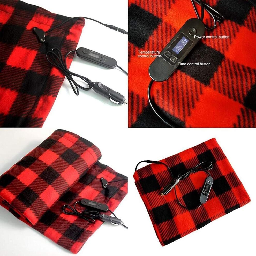 12V Electric Heated Blanket Warm Over Throw Fleece 4 Heating Levels UK
