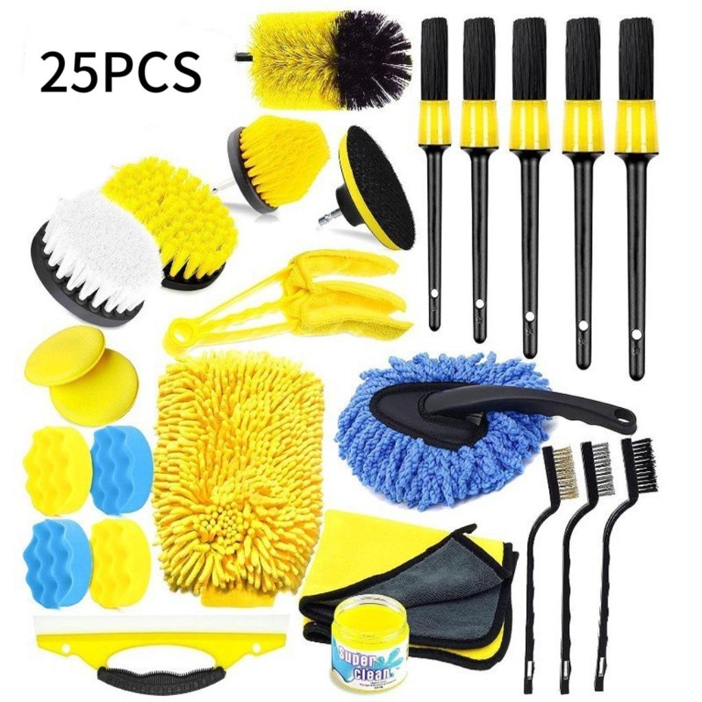 Multi-Functional Electric Cleaning & Polishing Brush Set for Car Interiors, Air Vents, Tires & More