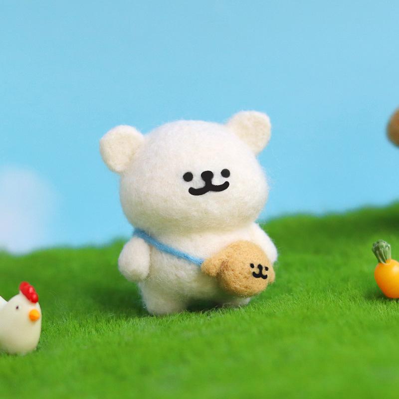 1Pc Puppy Doll Ornament Wool Felt Poking Fun DIY Material Kit, for Home Living Room, Bar, Restaurant Wall Decoration