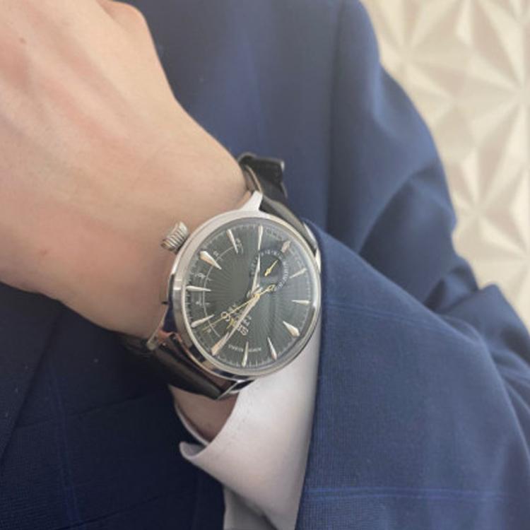 Seiko Cocktail Business Gentleman Mechanical Movement Leather Strap Watch Men watches Green SSA459J1