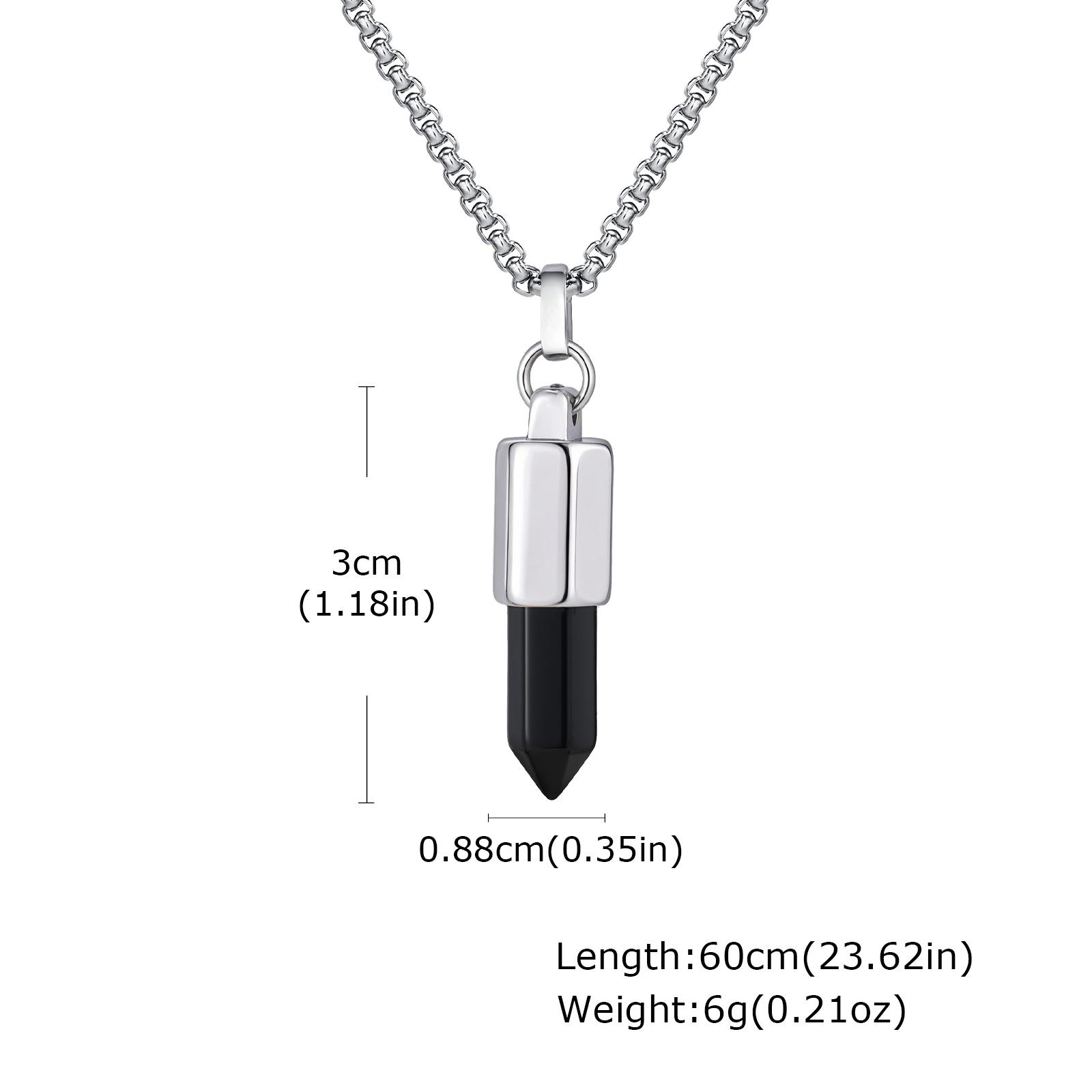 

Men s Trendy Geometric Irregular Stainless Steel Necklace, High-quality Black Agate Tiger Eye Natural Stone Pendant Jewelry