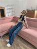 Women's High Waist Wide-Leg Jeans with Large Pockets - Korean Style, Plus Size, Straight Fit
