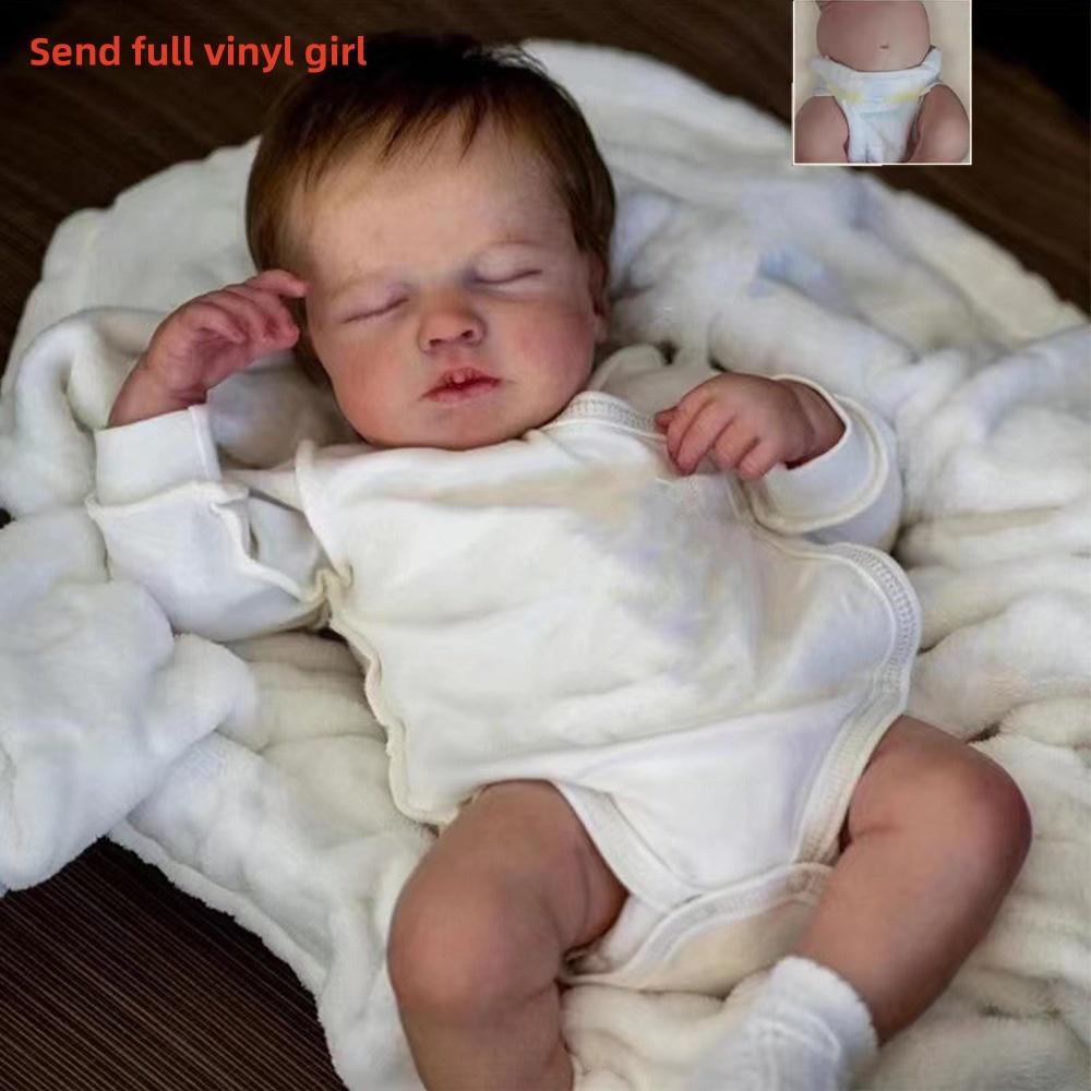 49cm Realistic Finished Boy or Girl Full Vinyl Body Bebe Reborn Doll LouLou Handmade Cloth Body Surprise Figure Toys for Girls Birthday Christmas Gift