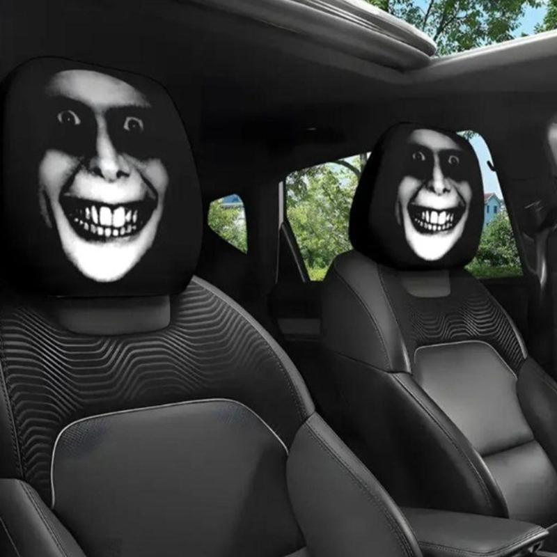 

2PCS Car Headrest Covers Double-Sided Cute Funny Cartoon Eyes Car Seat Head Rest Protector for Auto Front Seat Rest Decoration