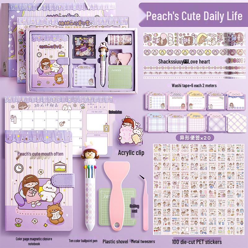 Children's Cute Journal & Planner Set with Stickers: Big Gift Box for Girls