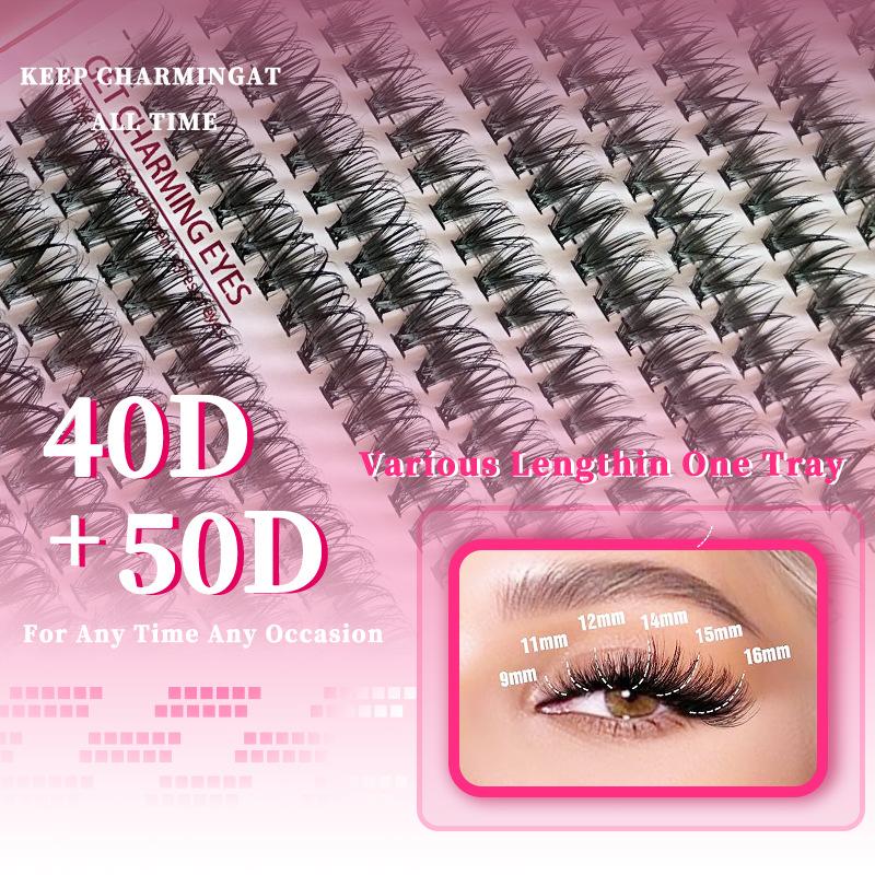 Colour Lash Clusters Set False Eyelashes Extensions Kit Bond And Seal Colorful Simulation Grafted Eyelashes Makeup Supplies