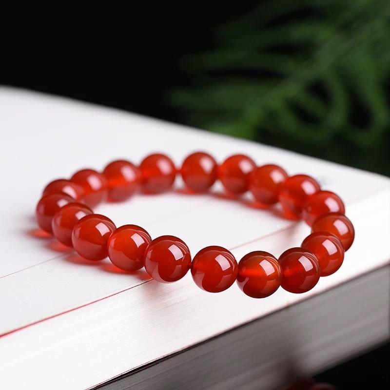 Red Agate Zodiac Bracelets for Men and Women - Natural Beads with Red String Chalcedony