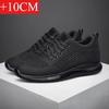 Men's 6-10CM Height Increasing Sneakers Black Knit Breathable Lightweight Comfortable Non-slip Daily Sports Shoes
