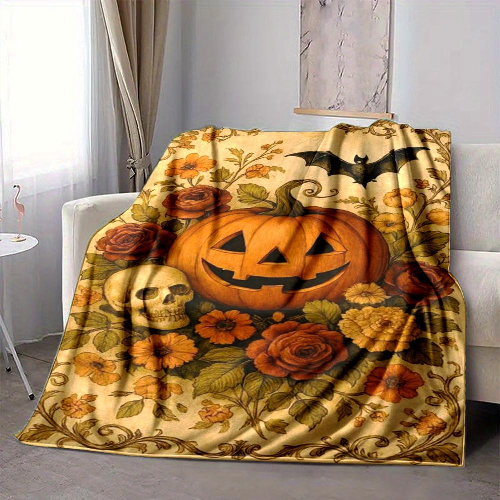 1pc Pumpkin, Halloween Blanket Lightweight Flannel Blanket Throw Blanket For Sofa, Bed, Travel, Camping, Livingroom, Couch, Chair, And Bed yy250902618