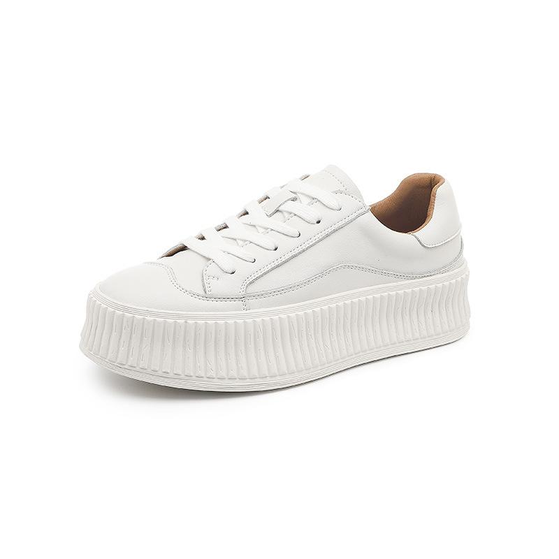 Soft leather little white shoes women's spring heightening biscuit shoes platform shoes women's sports and leisure board shoes