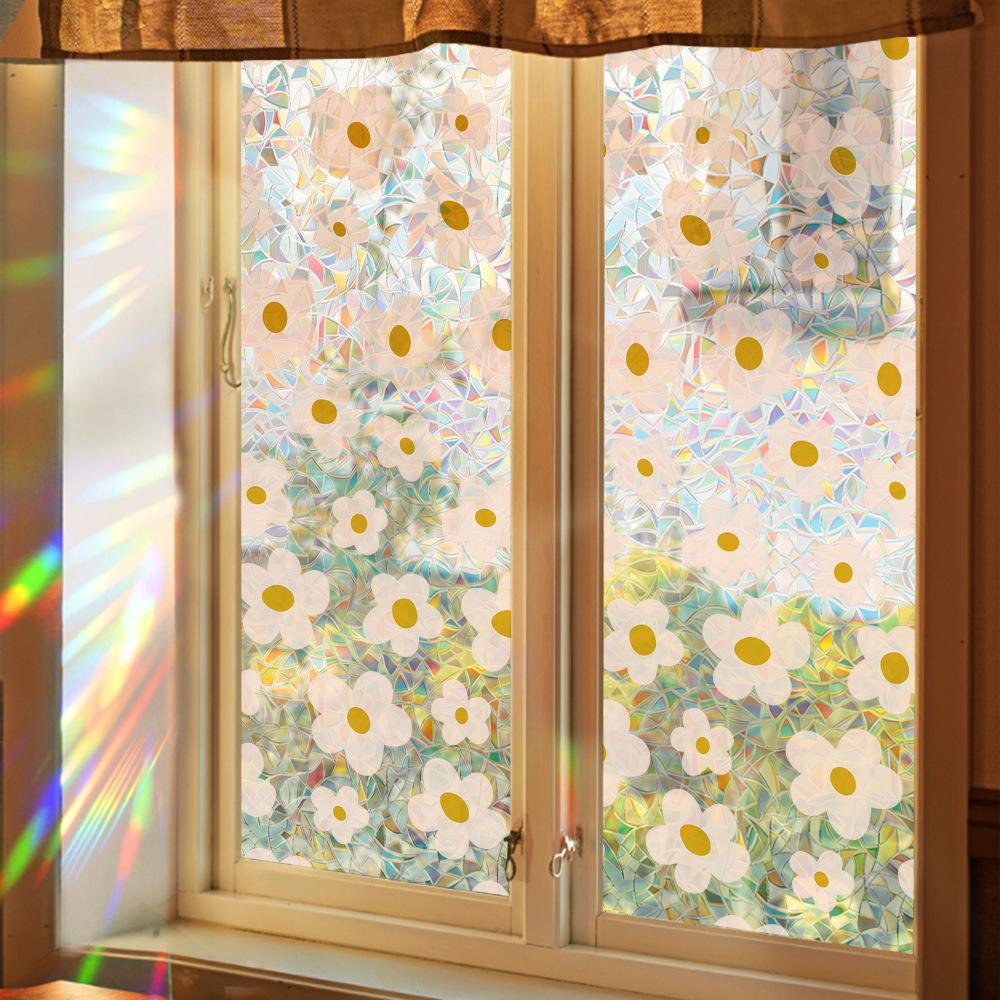 Laser Fresh Daisy Living Room Home Glass Door and Window Decorative Stickers