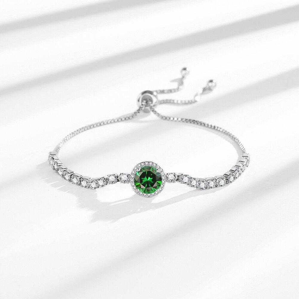 French Romantic 925 Silver Pull-Up 2 Carat Round Bag Zircon Imitation Moissanite Ladies Bracelet Wedding Jewelry