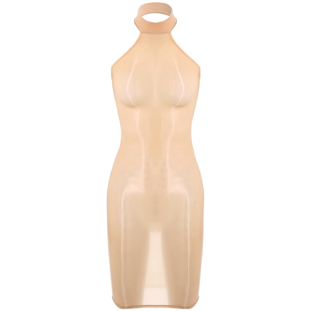 Womens Glossy Bodycon Lingerie Dress High Stretch Fabric Nightclub Attire