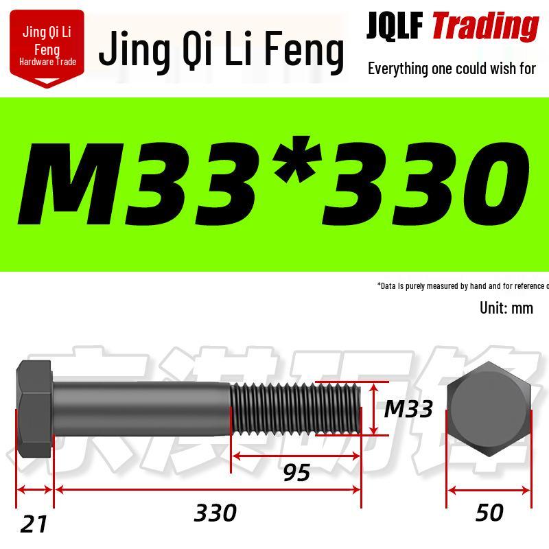 M27-M39 Grade 12.9 Blackened Half-Thread Hexagon Bolt