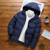 Hooded Down Jacket for Men Winter Warm Sports Cotton-padded Jacket Casual and Trendy Men's Solid Color Thickened Cotton-padded Jacket