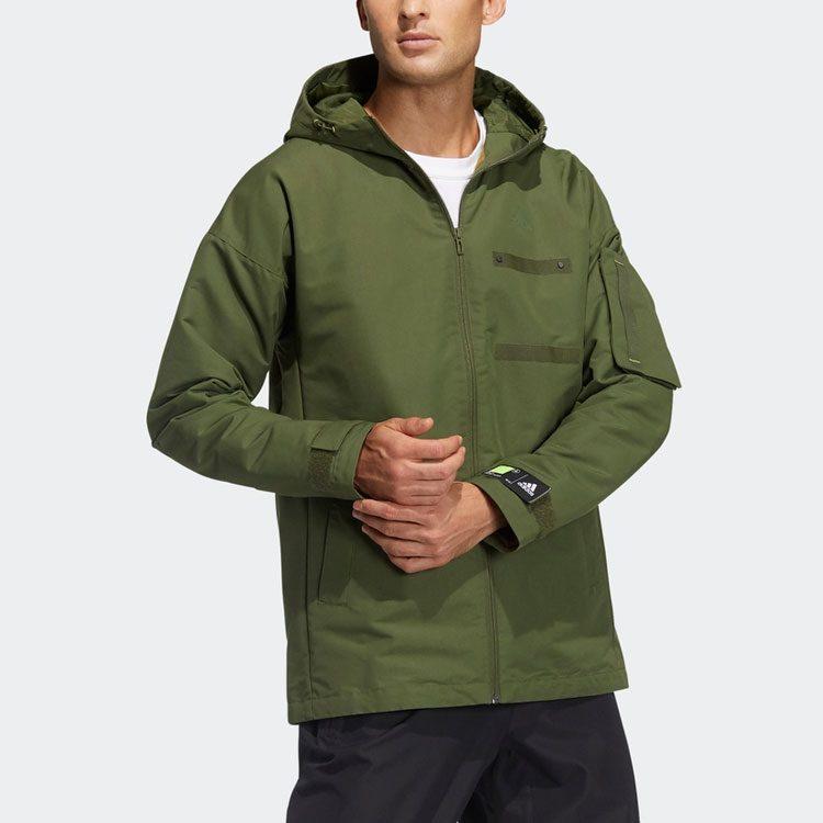 adidas Jackets Men's Green Hooded Non Detachable Moderate GP0990