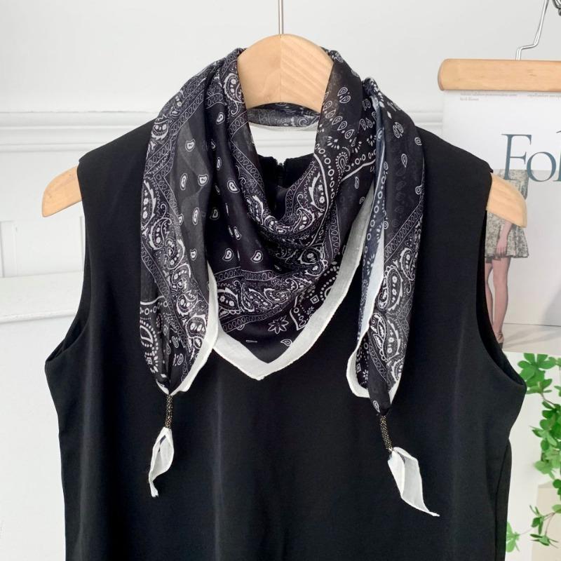 Cashew flower silk scarf new simple printing headscarf decorative scarf scarf small shawl triangular scarf tied waist