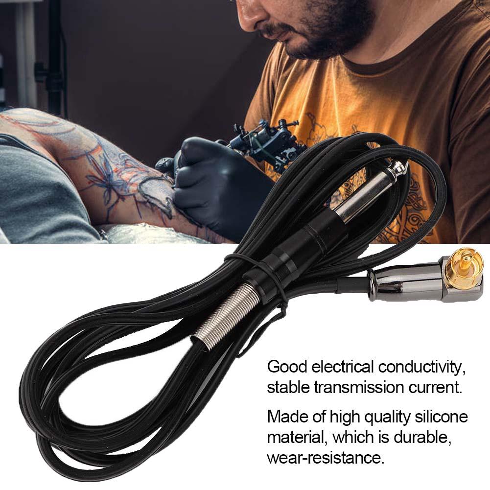1.8m Soft Silicone Tattoo Right Angle   Connector Clip Cords for Tattoo Machines (Black)