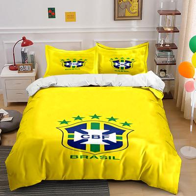Brazil Football Crest Pattern. Bedding Sets Duvet Cover Sets Duvet Covers Pillowcases(1 * Duvet Cover 2 * Pillowcases, Without Duvet Insert)