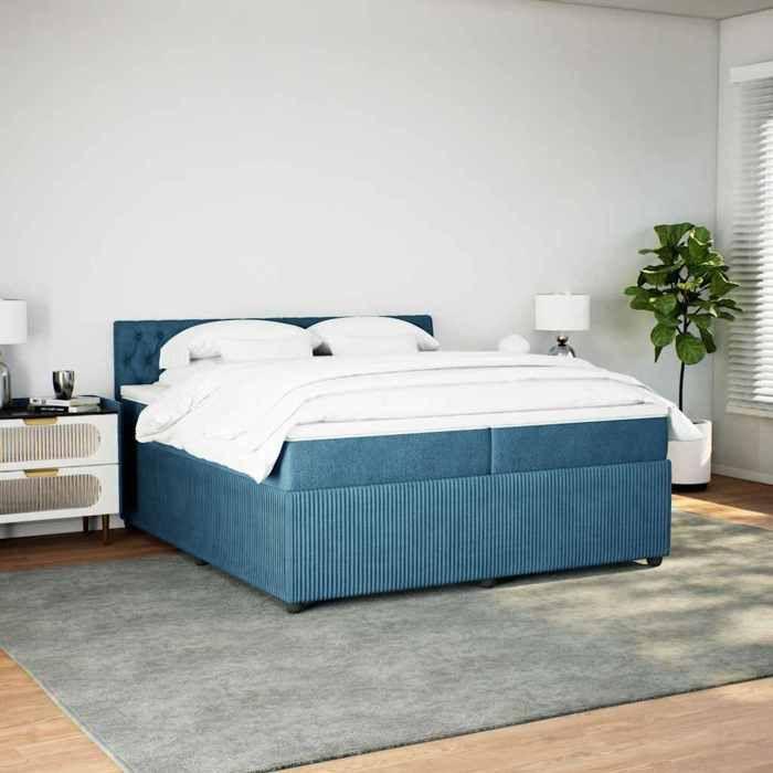Maison Exclusive - Sommier à lattes de lit et matelas Bleu 200x200 cm velours