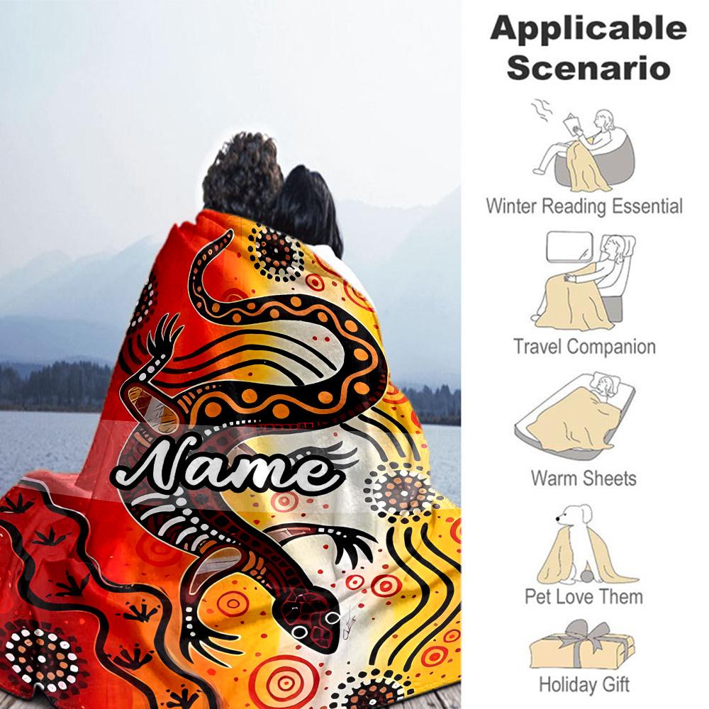Gecko Personalized Name Blanket Multi-purpose Customizable Blanket Soft & Cozy Great for Living Room Seaside Home Decor Office Chair