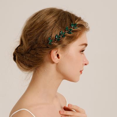 Retro Hair Accessories Bridal Hairpin Set Wedding Photography Photo Hair Accessories Green Rhinestone U-shaped Hairpin