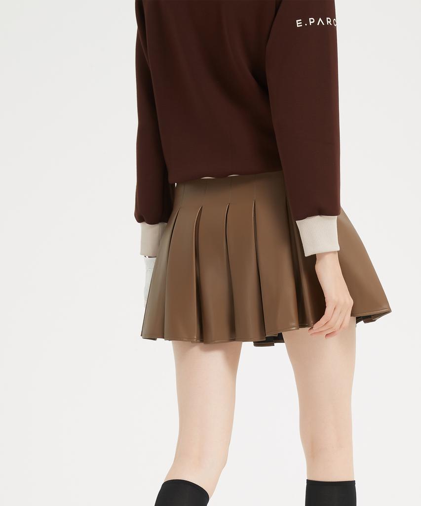 E.PARCA Castano Leather Pleated Skirt