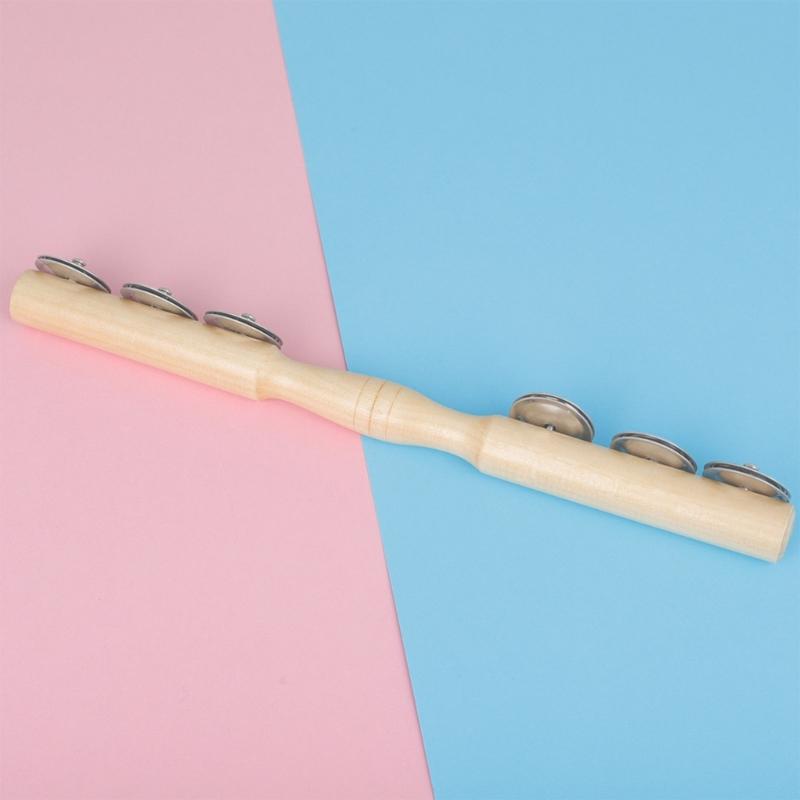 Straight Tambourine Hand Bells Shaker Rattle Single Row Handheld Tambourine