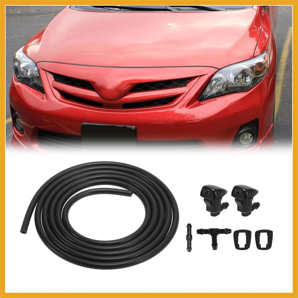 Front Windshield Washer Nozzles Kit for Toyota Solara 2004-2008 2.2 Meters Windshield Washer Hose with 2pcs Connectors Replaces 85381-AE020