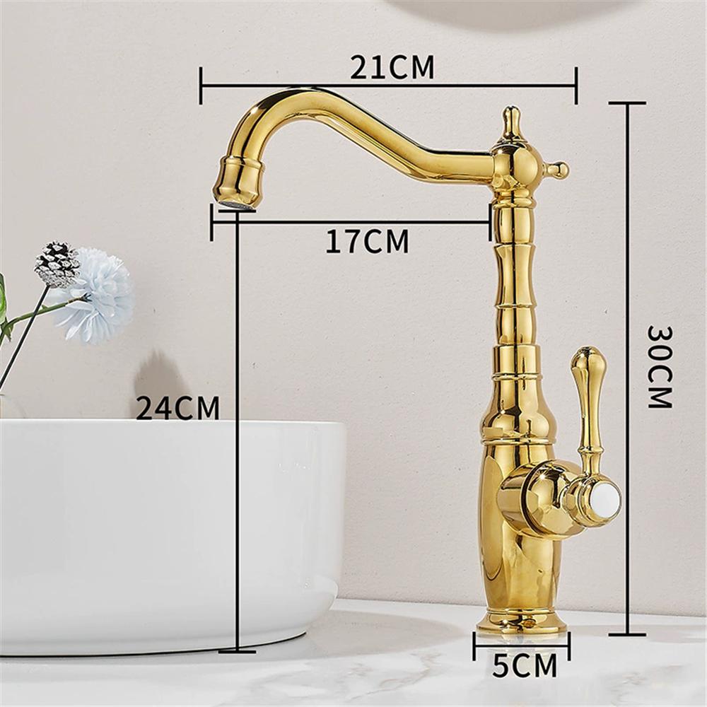 Tuqiu Gold Tall Torneiras Bathroom Faucet Basin Faucet Sink Faucet Single Handle Hole Faucet Basin Taps Hot Cold Mixer Tap Crane