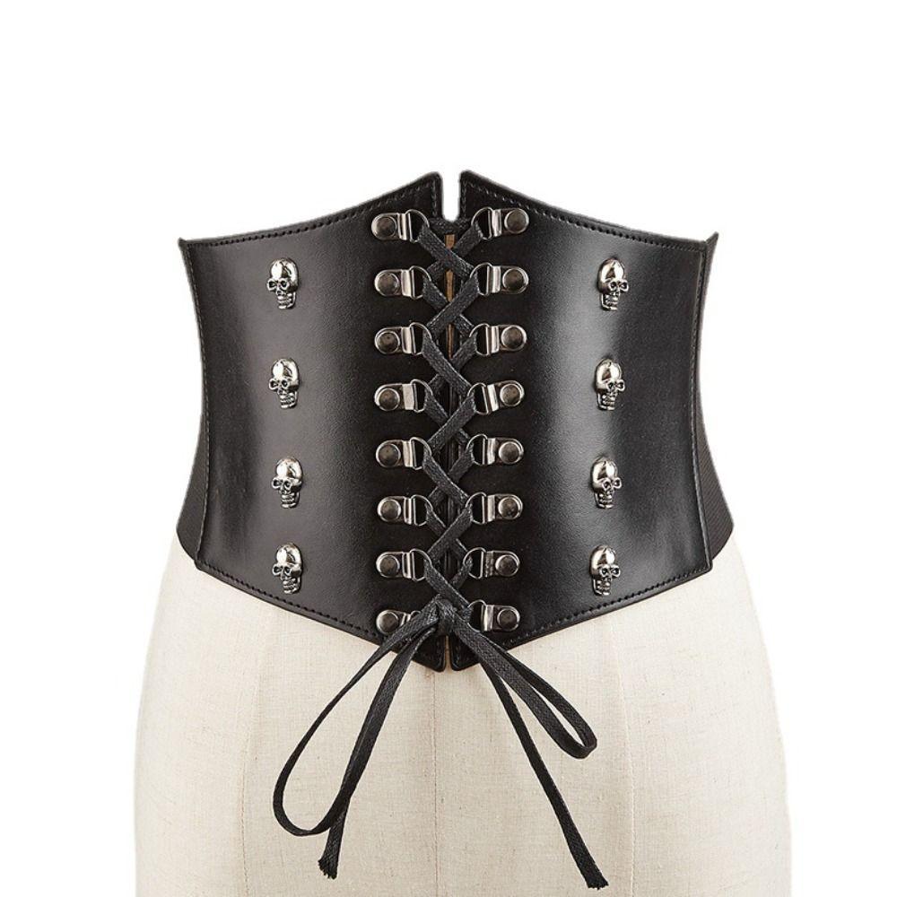 Solid Color Lace Cummerbunds Leather Wide Waist Corset Fashion Corset Belt Girls